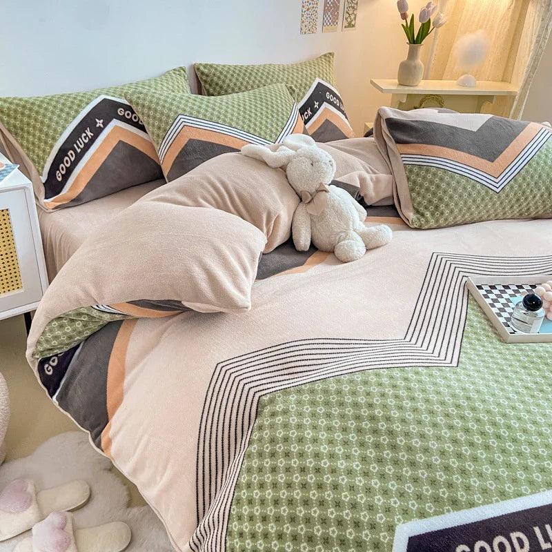Winter Thickened Milk Fleece Bed Four-piece Coral Flannel Duvet Cover EX-STOCK Canada