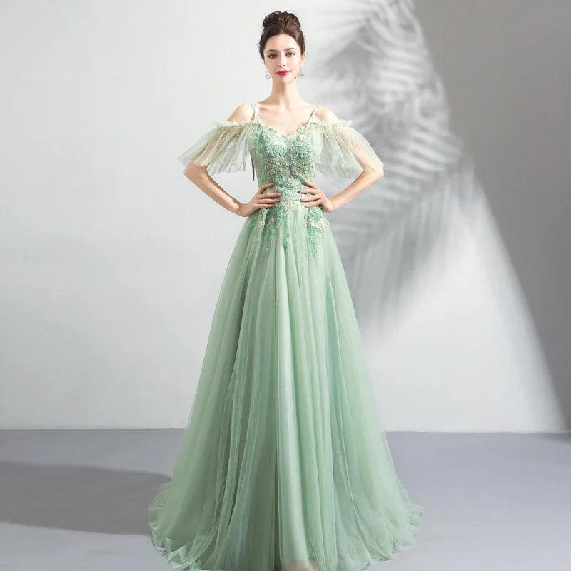 Off-the-shoulder Mint Green Bridal Wedding Dinner Annual Party Dress EX-STOCK Canada