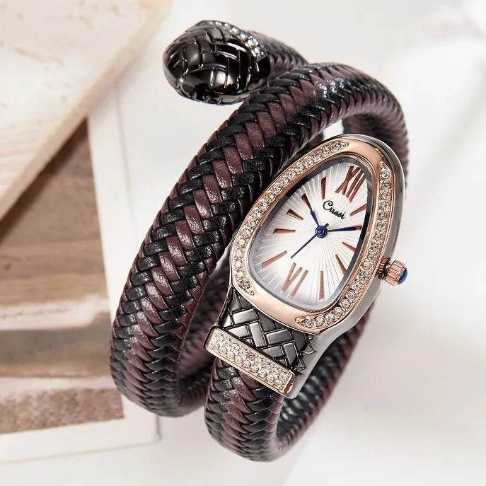 Snake Watch Fashion, Quartz Watch With Diamond Leather Strap - EX-STOCK Canada
