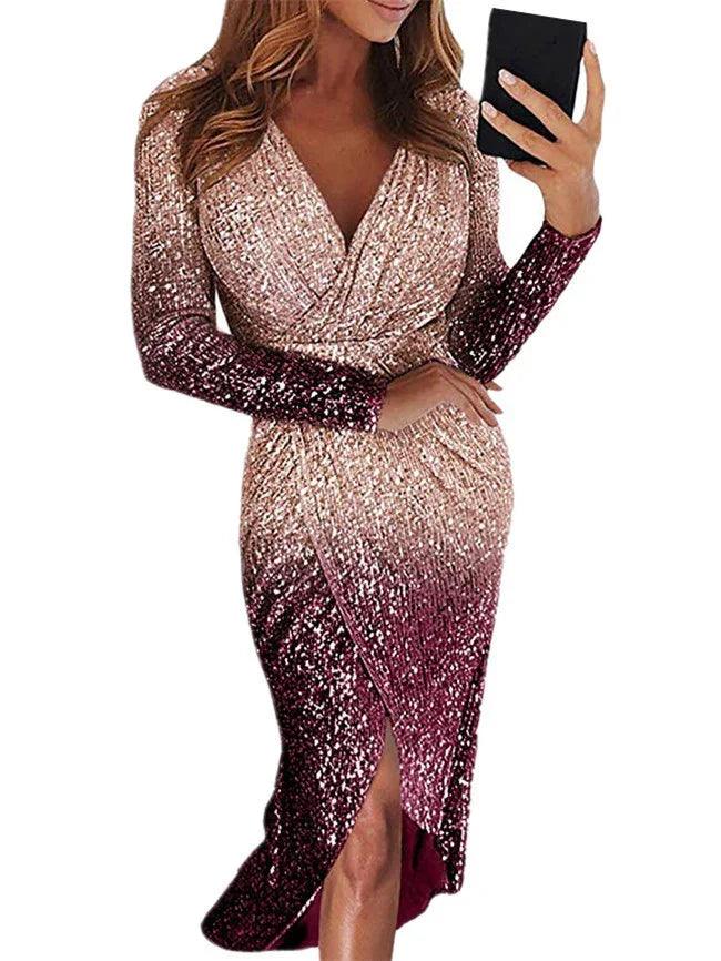Dinner Party Dress Ladies Shining Evening Party Skirt Gown EX-STOCK Canada