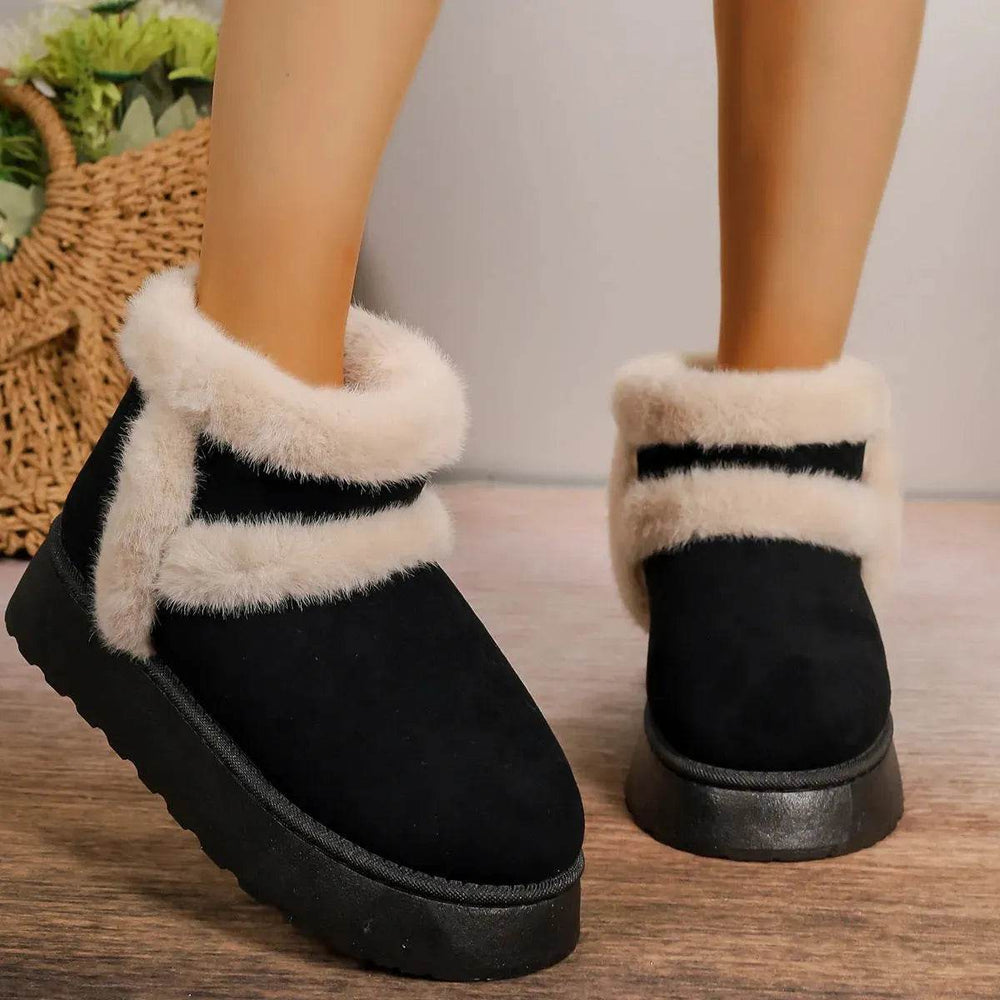 Winter Fleece-lined Snow Boots Warm Furry Women's Thick Bottom Casual Short Boot House Shoes - EX-STOCK Canada