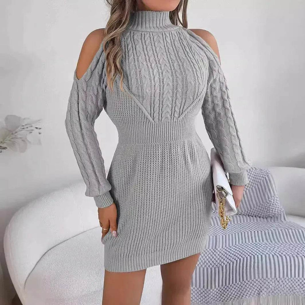 Fashionable Autumn Winter Slim fit Woolen Twist Knitted Mini Sweater Dress - EX-STOCK Canada