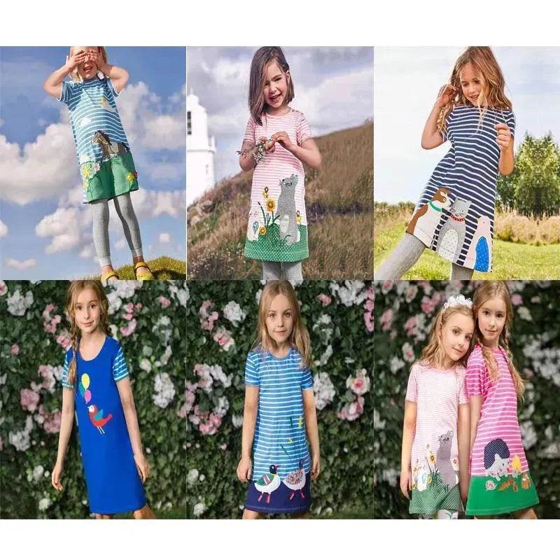 Casual Girls' Skirt gown Cartoon Printed Cotton Dress for kids - EX-STOCK Canada