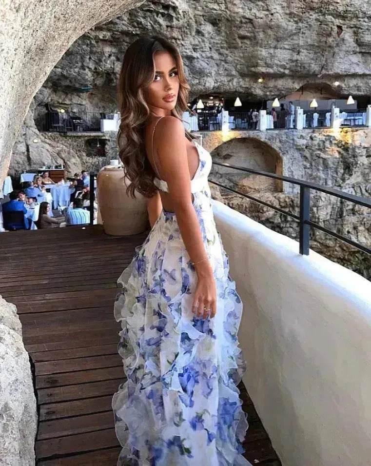 New Women's Spring And Summer Dew Fairy Sleeveless Backless Floral Long Dress - EX-STOCK Canada