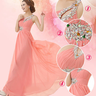 Evening dress one-shoulder dinner banquet long banquet EX-STOCK Canada