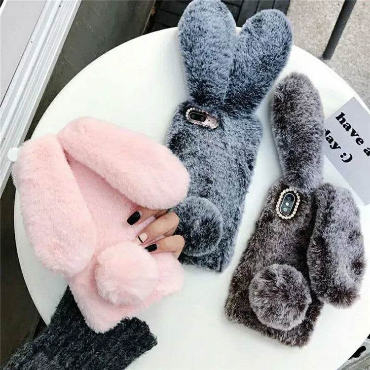 Cute Creative Rabbit Plush warm phone case women - EX-STOCK Canada