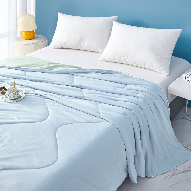 Pure Color Cool Silk Summer Blanket Airable Cover Single Double Summer Ice Cream Ice Silk Summer Quilt Machine Washable Thin Duvet EX-STOCK Canada