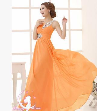 Evening dress one-shoulder dinner banquet long banquet EX-STOCK Canada