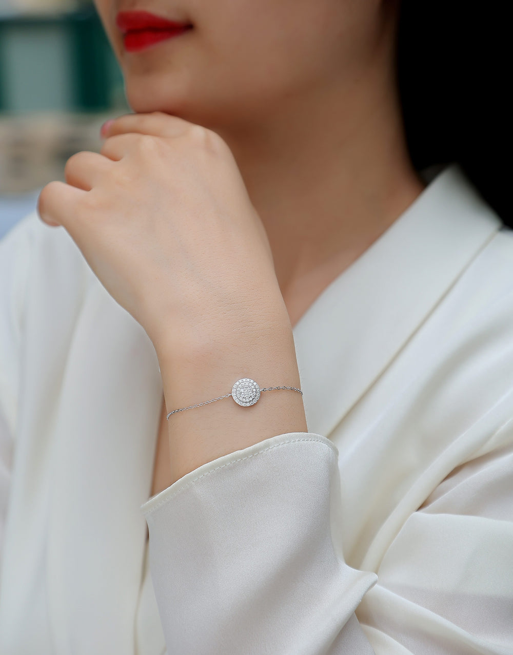 Chain Of Wealth - A Luxurious And Fashionable Light Luxury Jewelry Silver Bracelet And Bracelet Set With Top-quality Moissanite, S925 Silver Plated Platinum EX-STOCK Canada