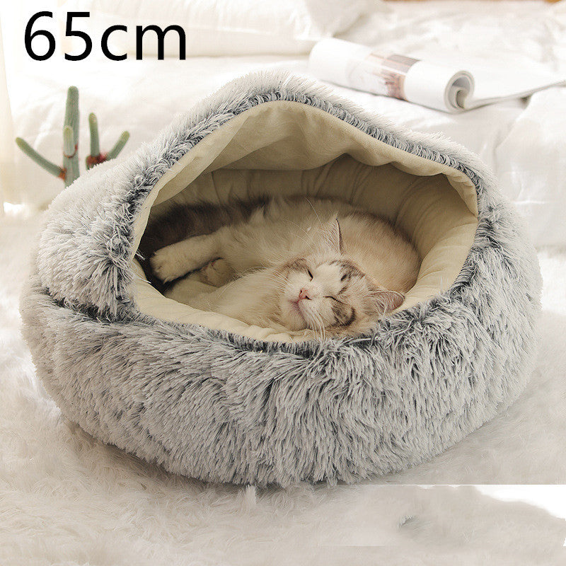 2 In 1 Dog And Cat Bed Pet Winter Bed Round Plush Warm Bed House Soft Long Plush Pets Bed Pet Products EX-STOCK Canada