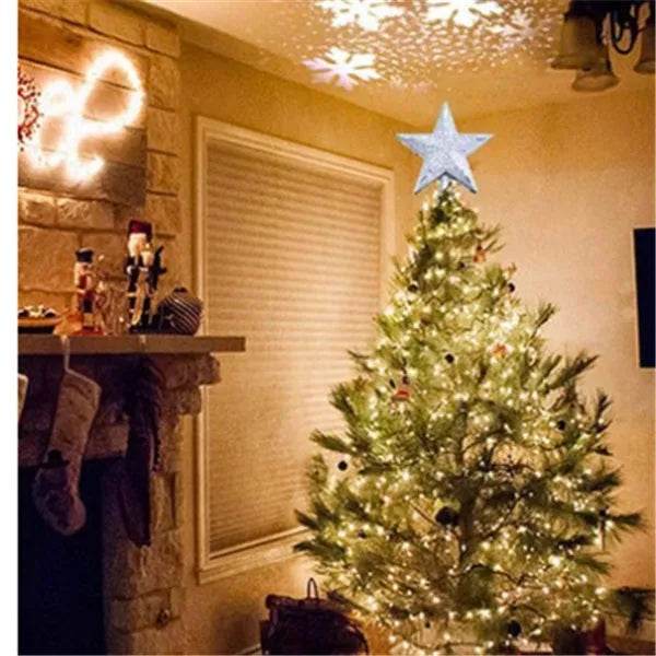 Christmas Tree Top Light Star Snowflake Shape LED Laser Projector Lights Christmas Tree Ornament - EX-STOCK Canada