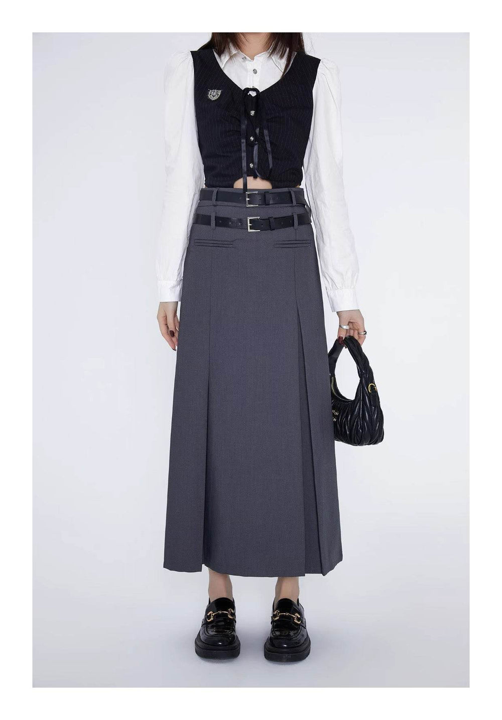 Retro Plaid High Waist student maxi Skirt - EX-STOCK Canada