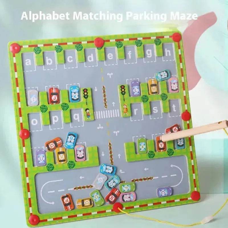 Magnetic Letters Matching Walking Parking Maze Letters Early Cognitive Montessori Educational Toys - EX-STOCK Canada