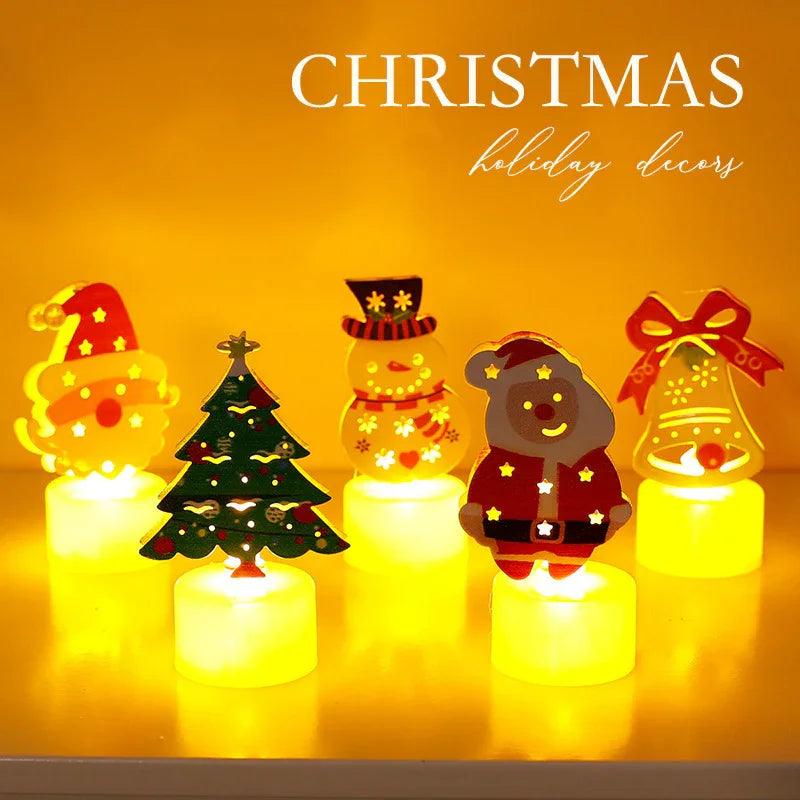 Bougies électroniques LED Lumières Arbres de Noël Père Noël Bonhommes de Neige Bougies Créatives Petites Veilleuses Ornements Décoratifs pour la MaisonEX-STOCK Canada