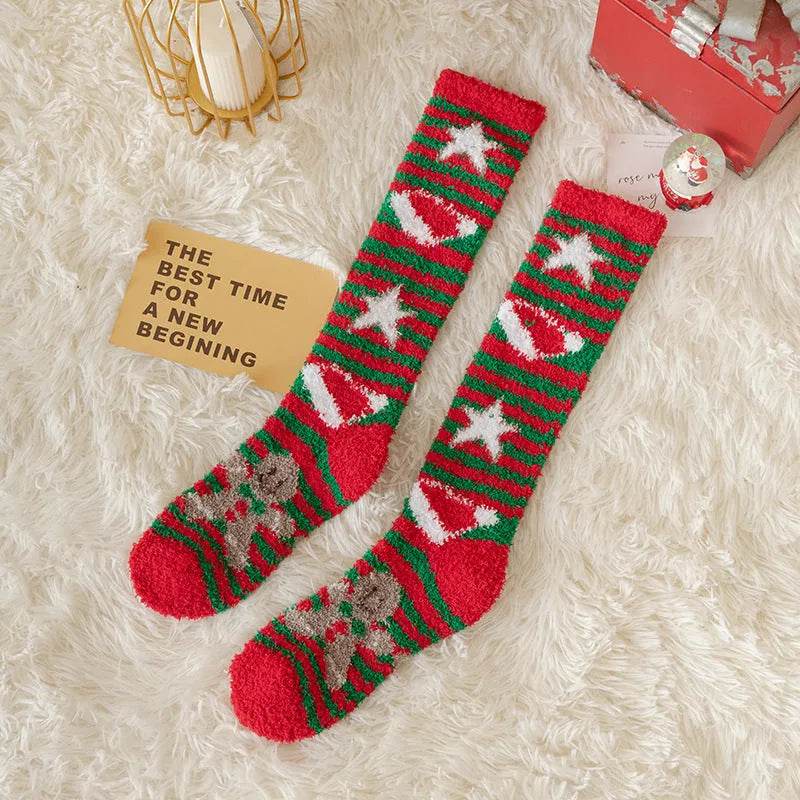 Coral Fleece Stockings Cartoon Thermal Christmas Room Socks - EX-STOCK Canada