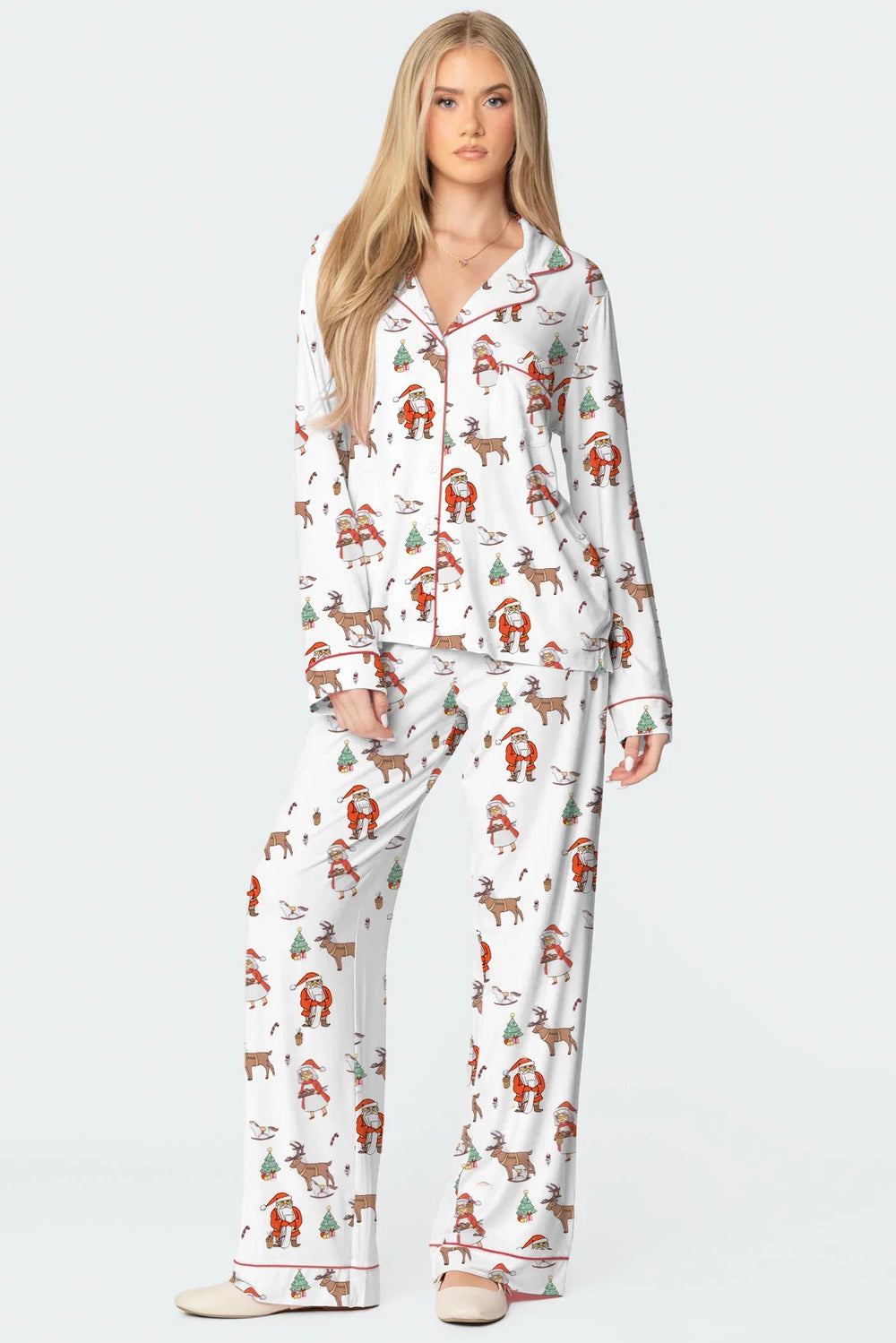 Christmas Printed Long-sleeved Trousers Autumn Ladies Home Leisure Suit EX-STOCK Canada