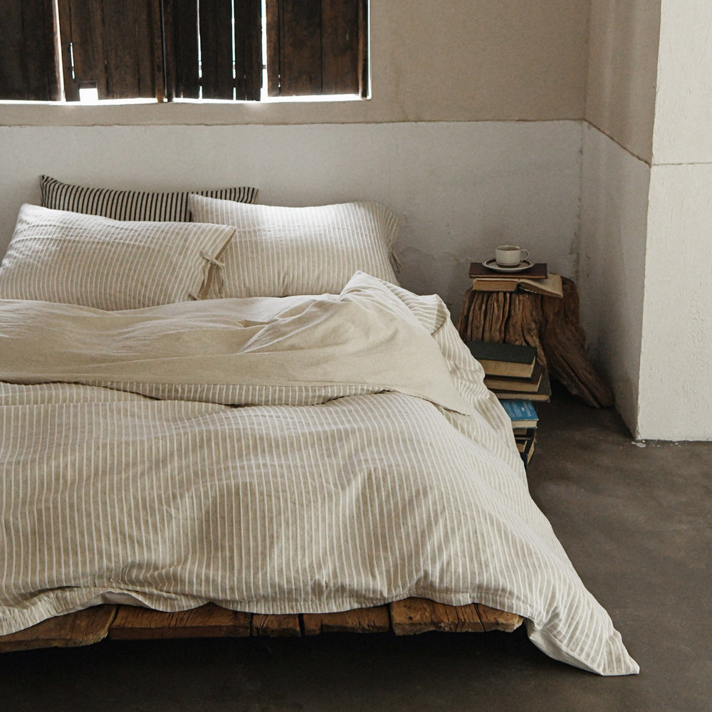 Cotton Yarn-dyed Washed Cotton Four-piece Set Full-cotton Fitted Sheet Non-printed Minimalist Bed Sheet Duvet Cover EX-STOCK Canada