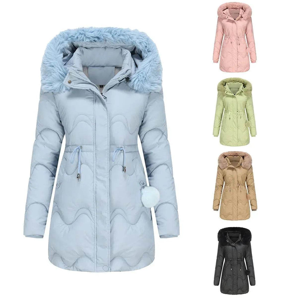 Autumn Winter Fur Collar cotton padded long winter jacket for women - EX-STOCK Canada