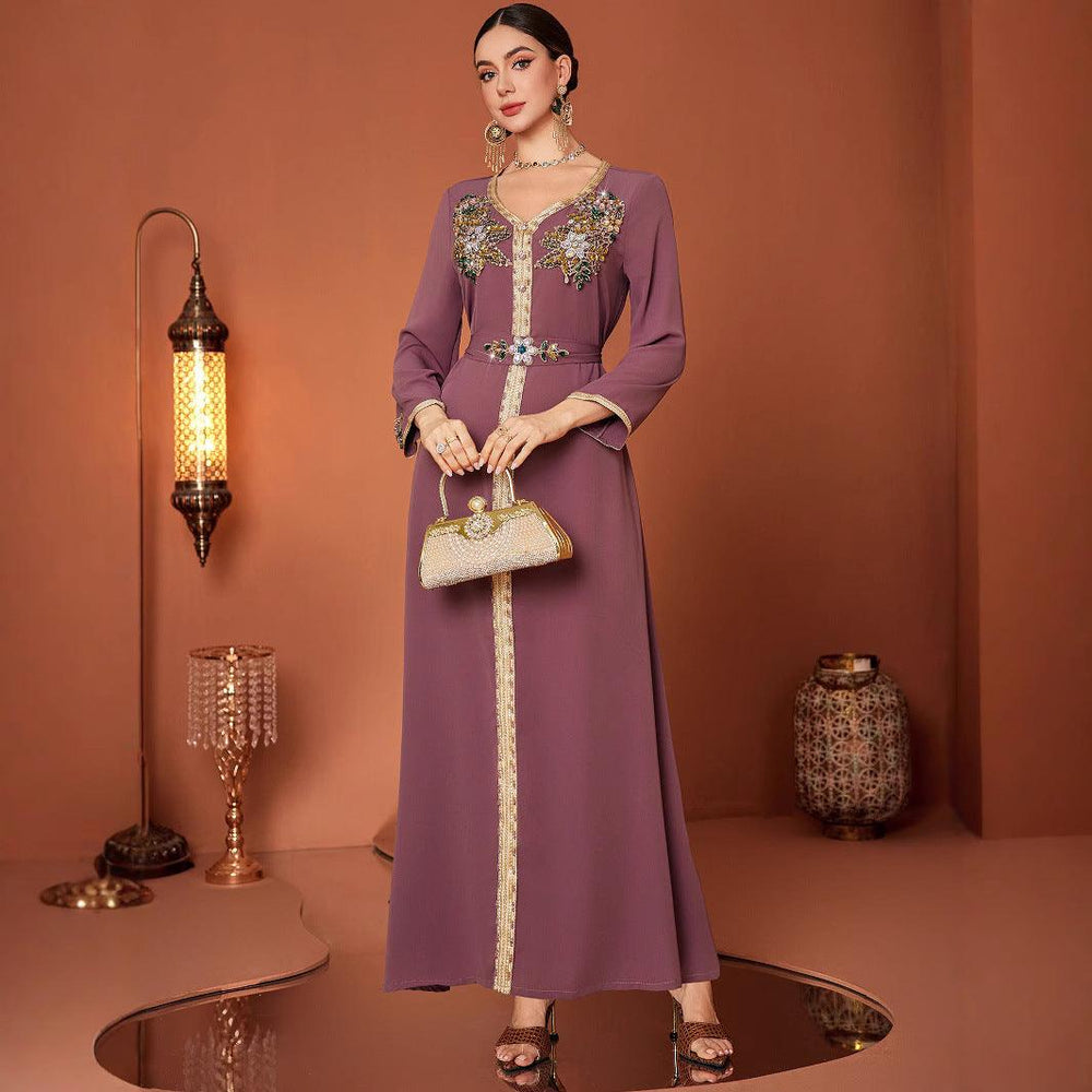 Robe musulmane élégante à la mode du Moyen-Orient avec nouvelle broderie en mousseline - EX-STOCK Canada