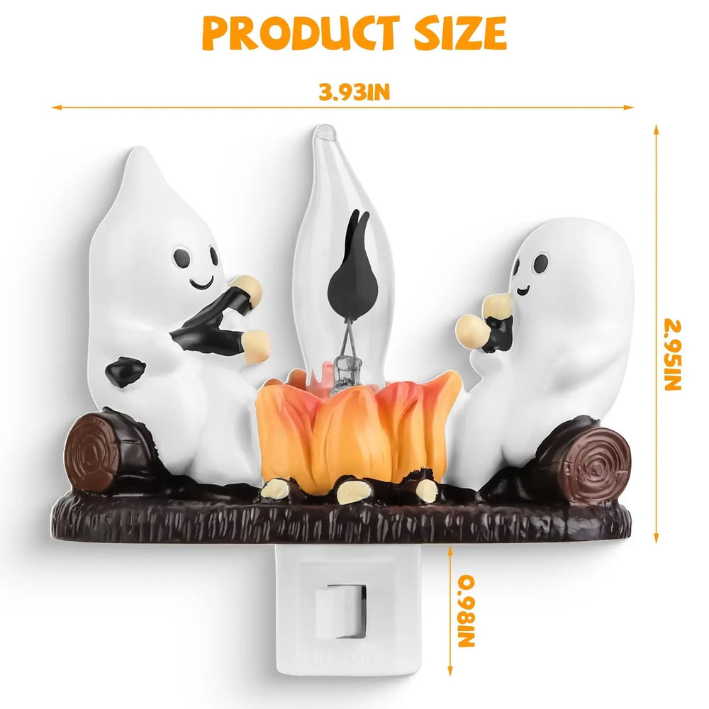 2Pcs Ghost Campfire Flickering Flame Night Light Indoor 3D Funny Halloween Nightlight Decoration Bedroom Night Light Halloween Decoration Gift For Friend Family - EX-STOCK Canada