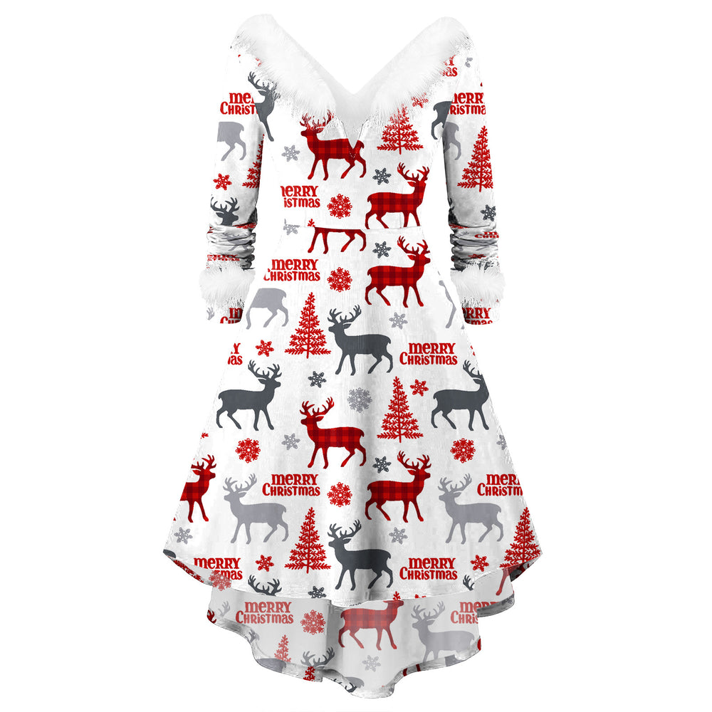 Women's Christmas Long Sleeve V-neck Irregular Dress EX-STOCK Canada
