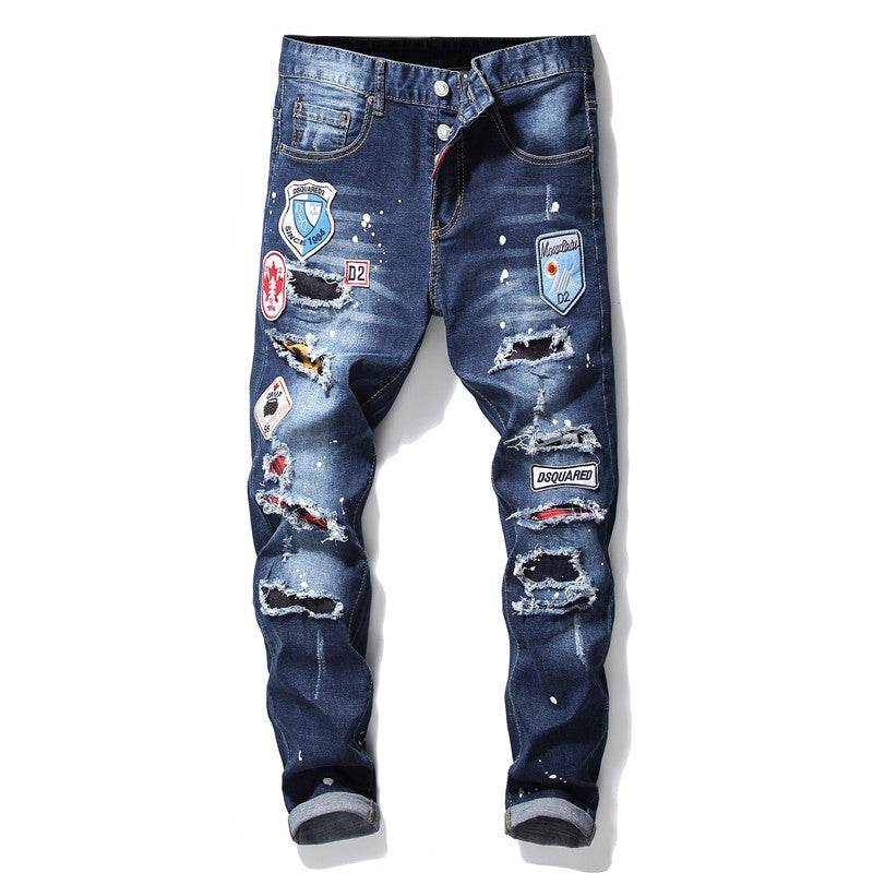 men jeans famous D2 Men slim jeans pants mens denim trousers zipper blue hole Pencil Pants - EX-STOCK Canada