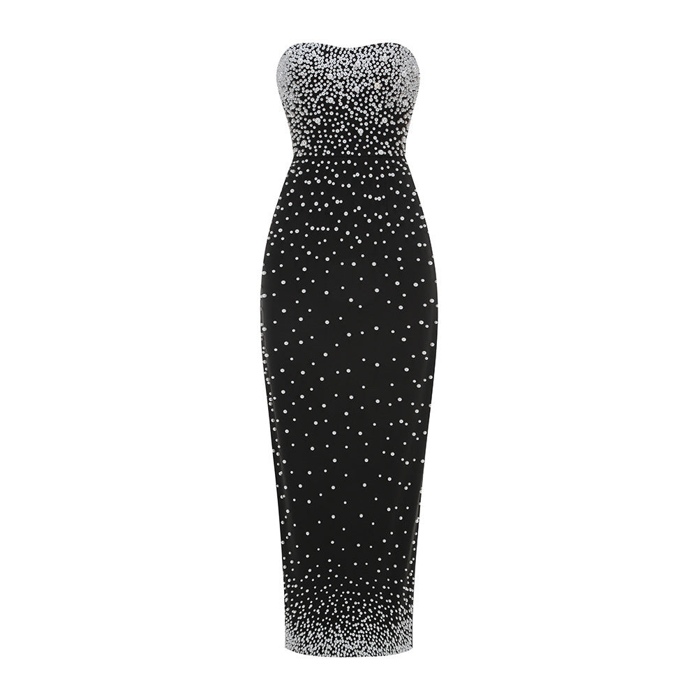 Fashion Bead Tube Top Bandage One-piece Dress Elegant Graceful Dinner Party EX-STOCK Canada