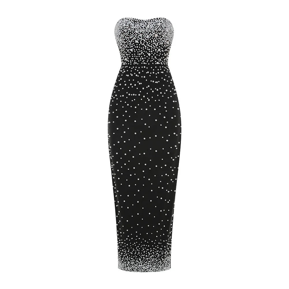 Fashion Bead Tube Top Bandage One-piece Dress Elegant Graceful Dinner Party EX-STOCK Canada