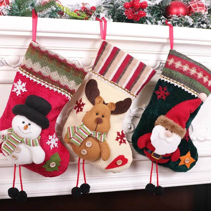 Christmas Stockings Gift Bag Flannel Small Size Hanging Decorations - EX-STOCK Canada