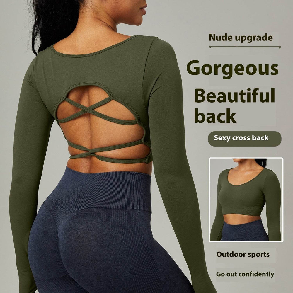 Long Sleeve Hollow Back Crop Workout Top for Women Sport Gym Top - EX-STOCK Canada