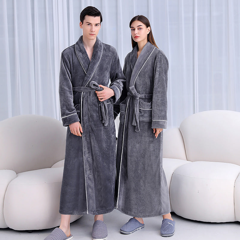 Extended Autumn And Winter Coral Fleece Bathrobe | EX-STOCK product gallery photo 1