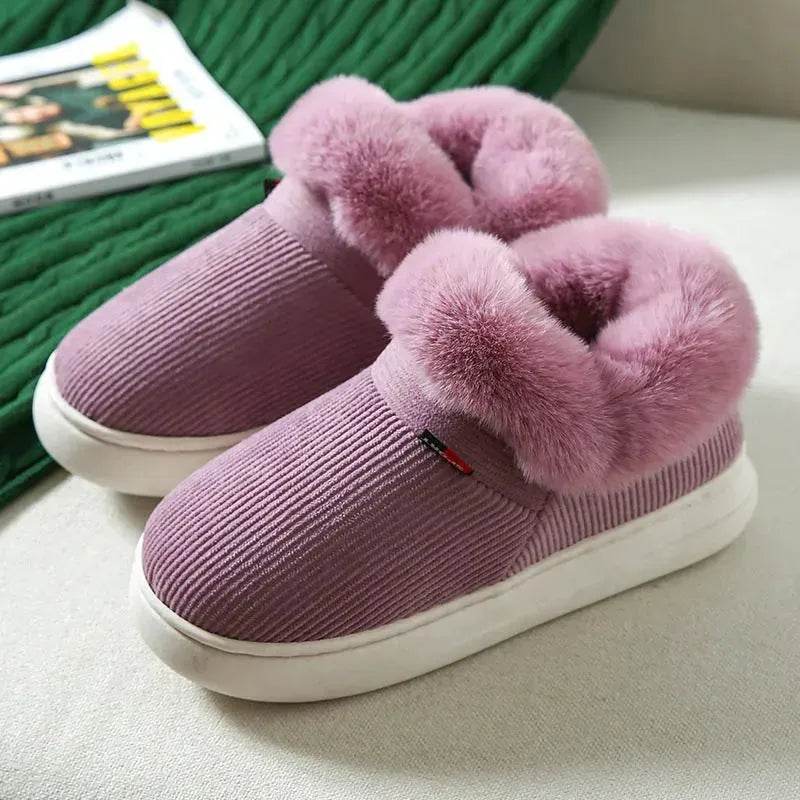 Winter Plush Cotton Shoes For Men And Women Cozy Fluffy Corduroy House Slippers Warm Slip On Fleece House Shoes - EX-STOCK Canada
