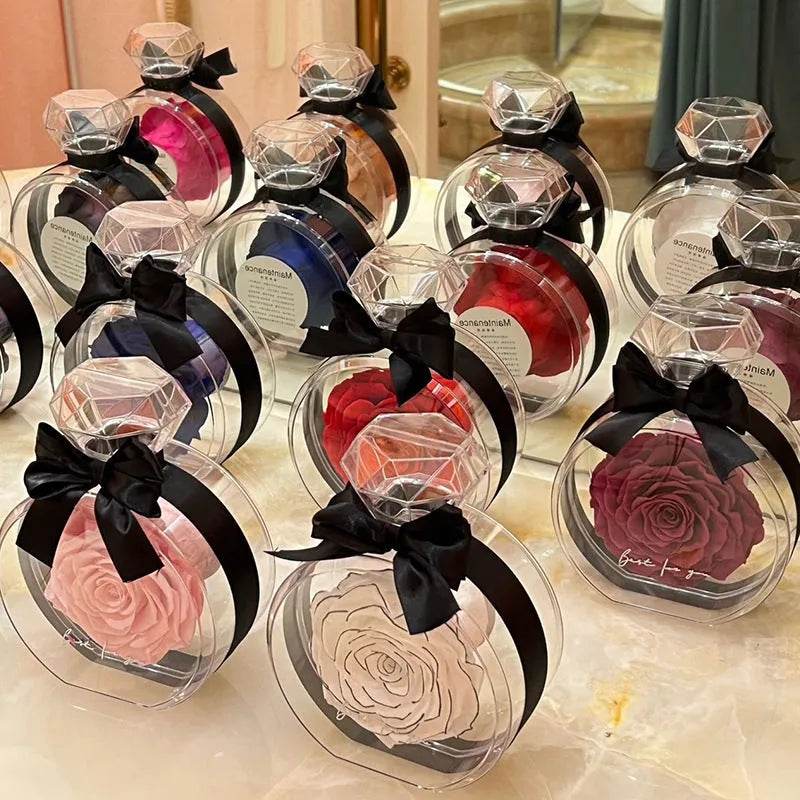 Eternal Flower Ornaments Transparent Cover Dried Rose Gift Box For Christmas New Year Valentine's Day Home Decor - EX-STOCK Canada