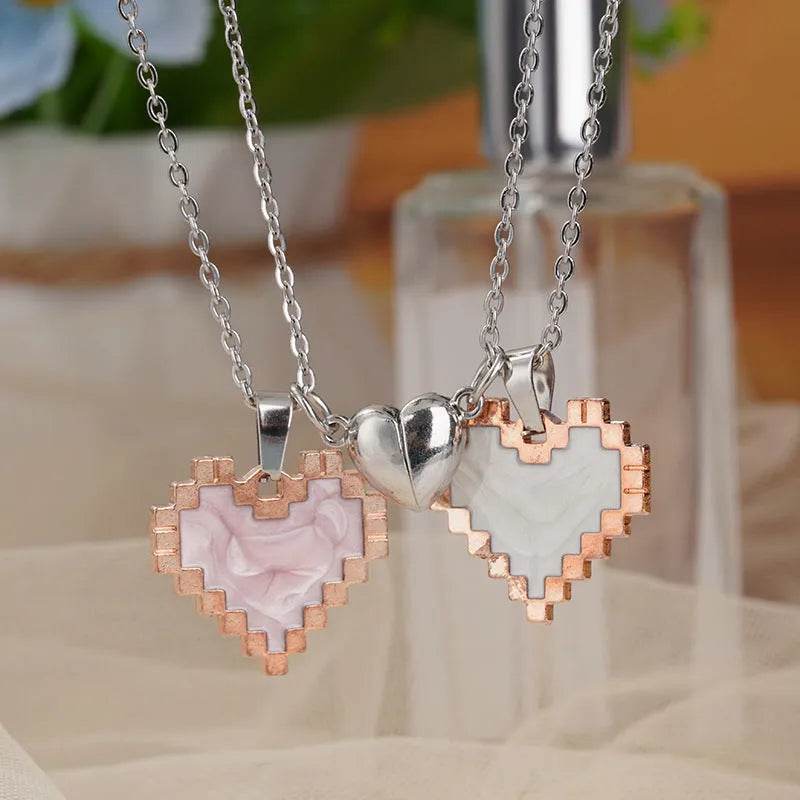 Magnetic Heart-shaped Mosaic Necklace Fashion Personality Couple Love Necklace For Valentine's Day - EX-STOCK Canada