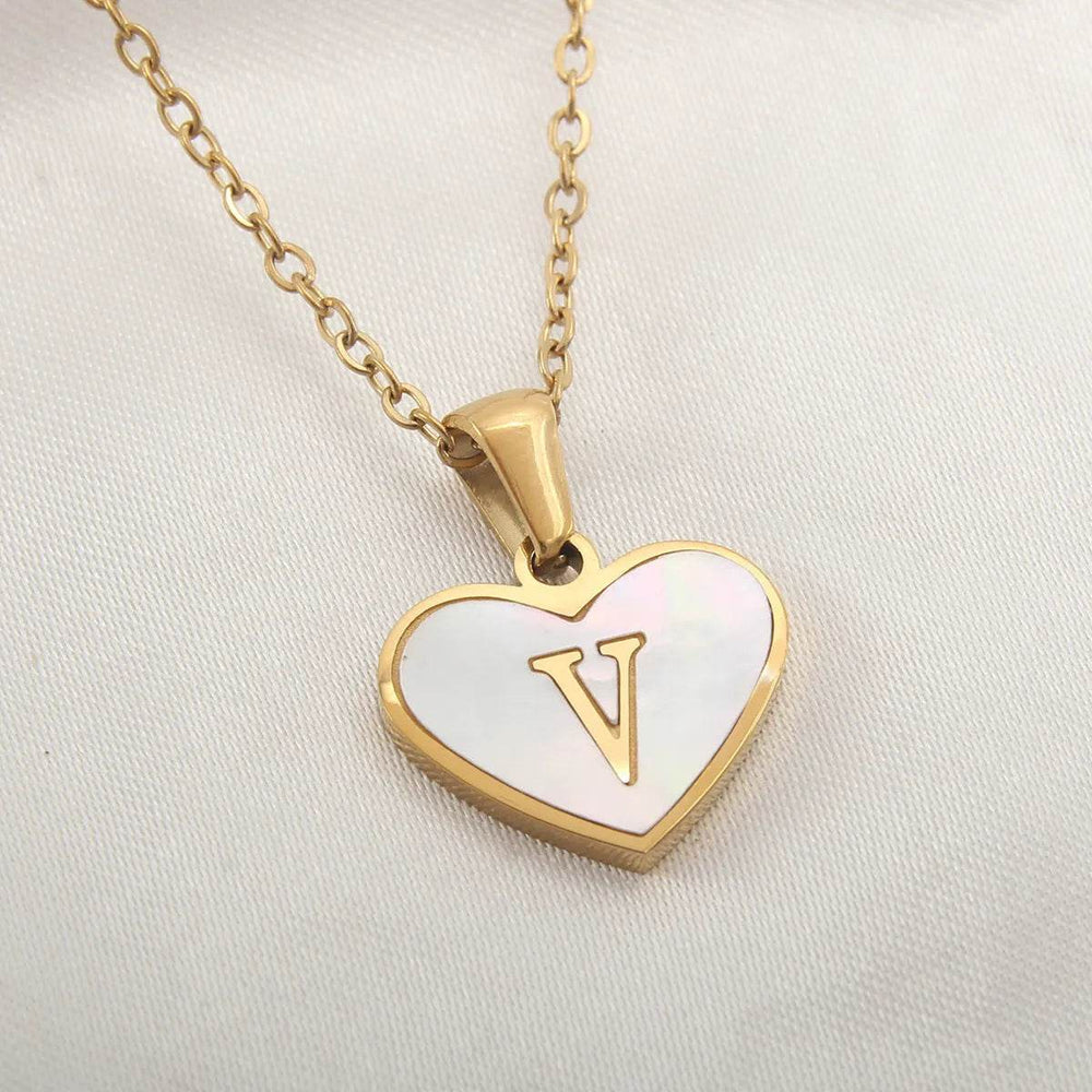 26 Letter Heart-shaped Necklace White Shell Love Clavicle Chain Fashion Personalized Necklace For Women Jewelry Valentine's Day - EX-STOCK Canada
