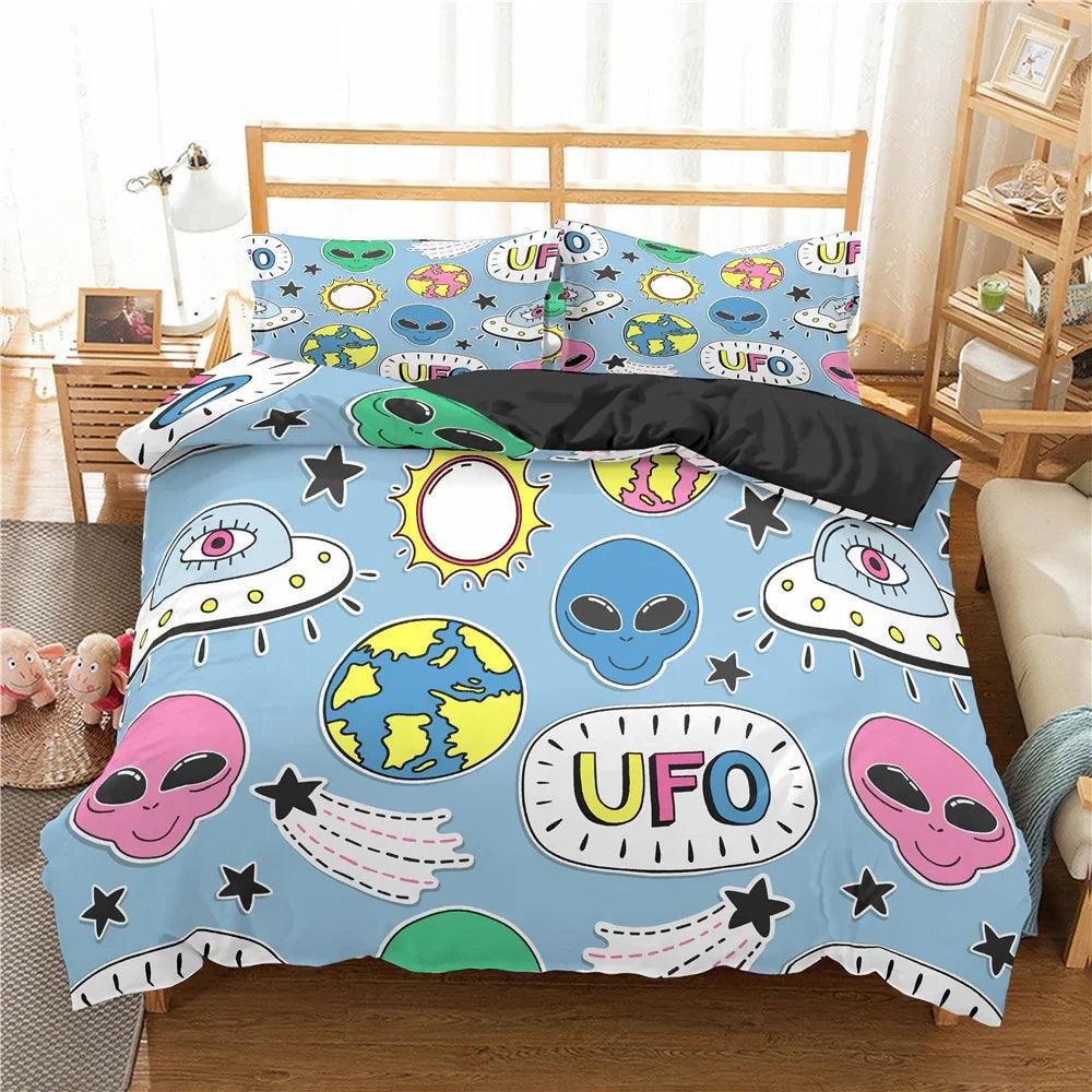 Cartoon Bedding Set Aerospace Astronaut Duvet Cover Quilt Cover Double Bed EX-STOCK Canada