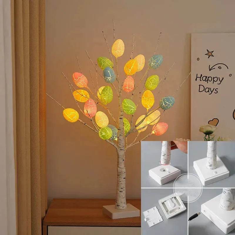 Easter Decoration 60cm Birch Tree Home Easter Egg LED Light Gift Spring Party Tabletop Ornaments Light Easter Party Kids Gifts - EX-STOCK Canada
