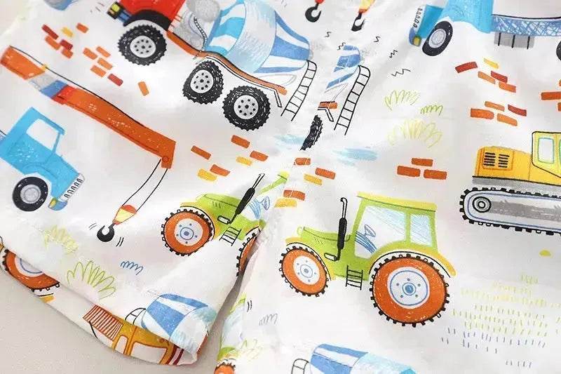 Boy's Shirt Suit Thin Summer Fashionable Cartoon Baby Short Sleeve Summer Clothing Two piece for boys - EX-STOCK Canada