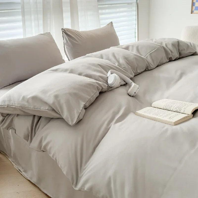 Solid Color Four-piece Set Simple Washed Sanding Duvet Cover EX-STOCK Canada