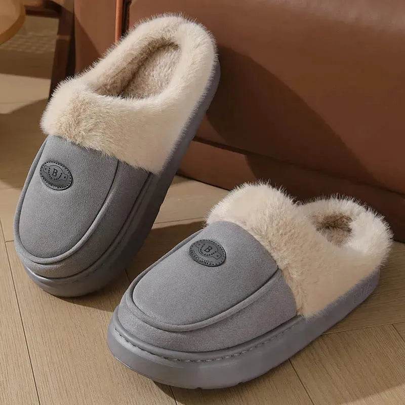 Winter Plush Slippers For Men Casual All-match Warm Suede House Shoes Indoor Non-slip Floor Bedroom Slipper - EX-STOCK Canada