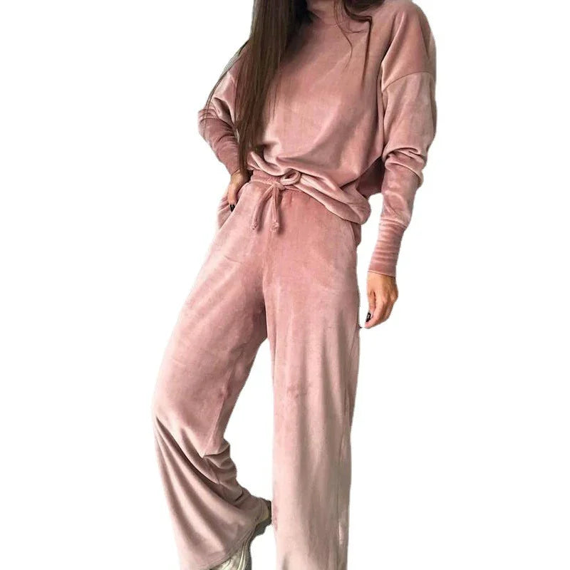 Silver Fox Velvet Turtleneck Long Sleeve Top Drawstring Trousers Suit EX-STOCK Canada