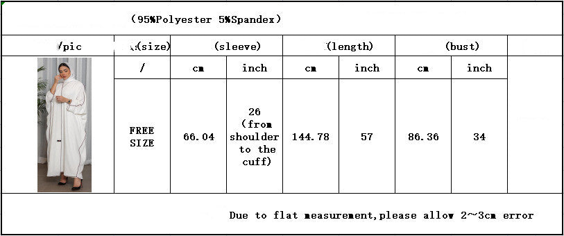 Weiße Patchwork-Plus-Size-Abaya für Frauen - EX-STOCK Canada