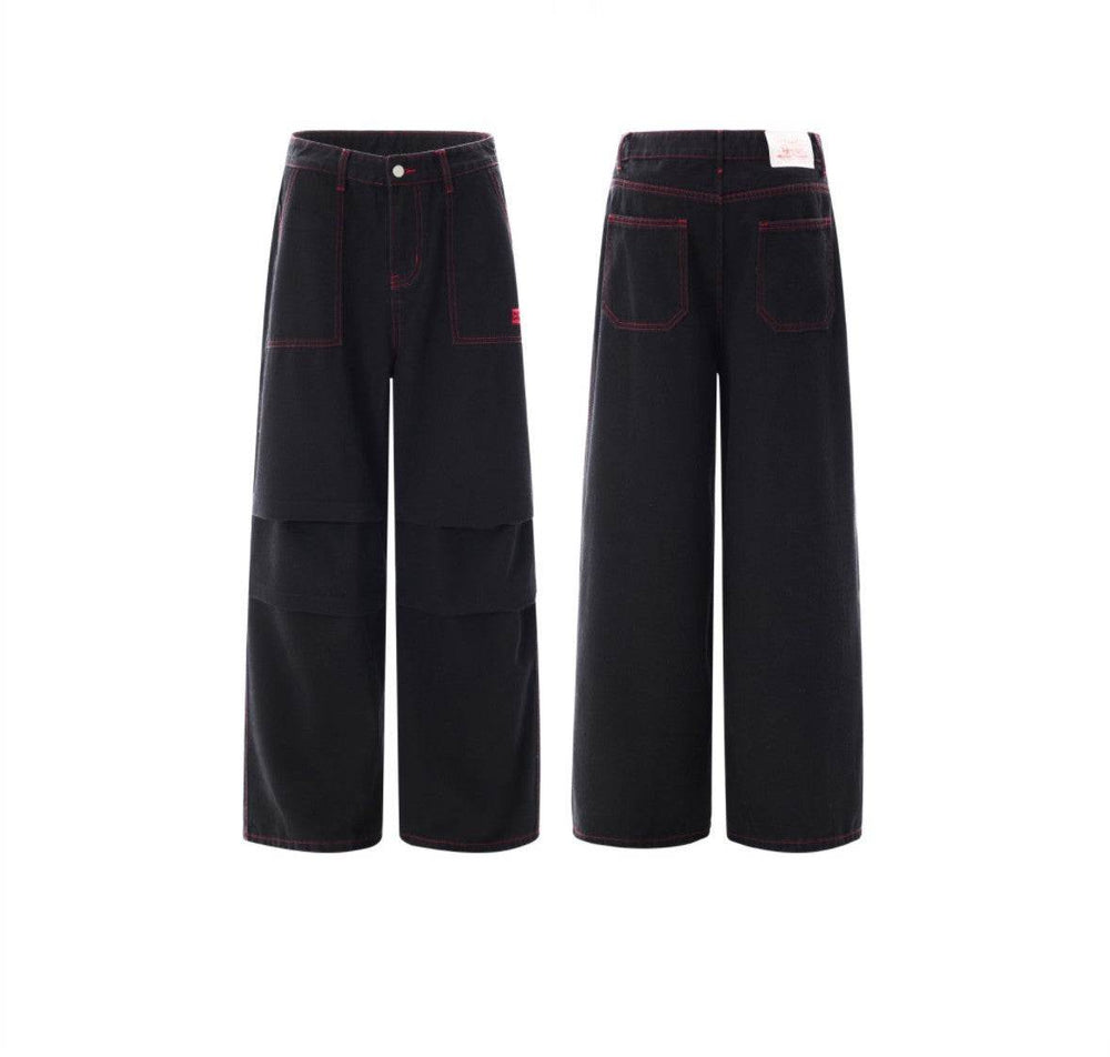 Contrasting Color Of Black And Red Workwear With Pocket Trousers - EX-STOCK Canada