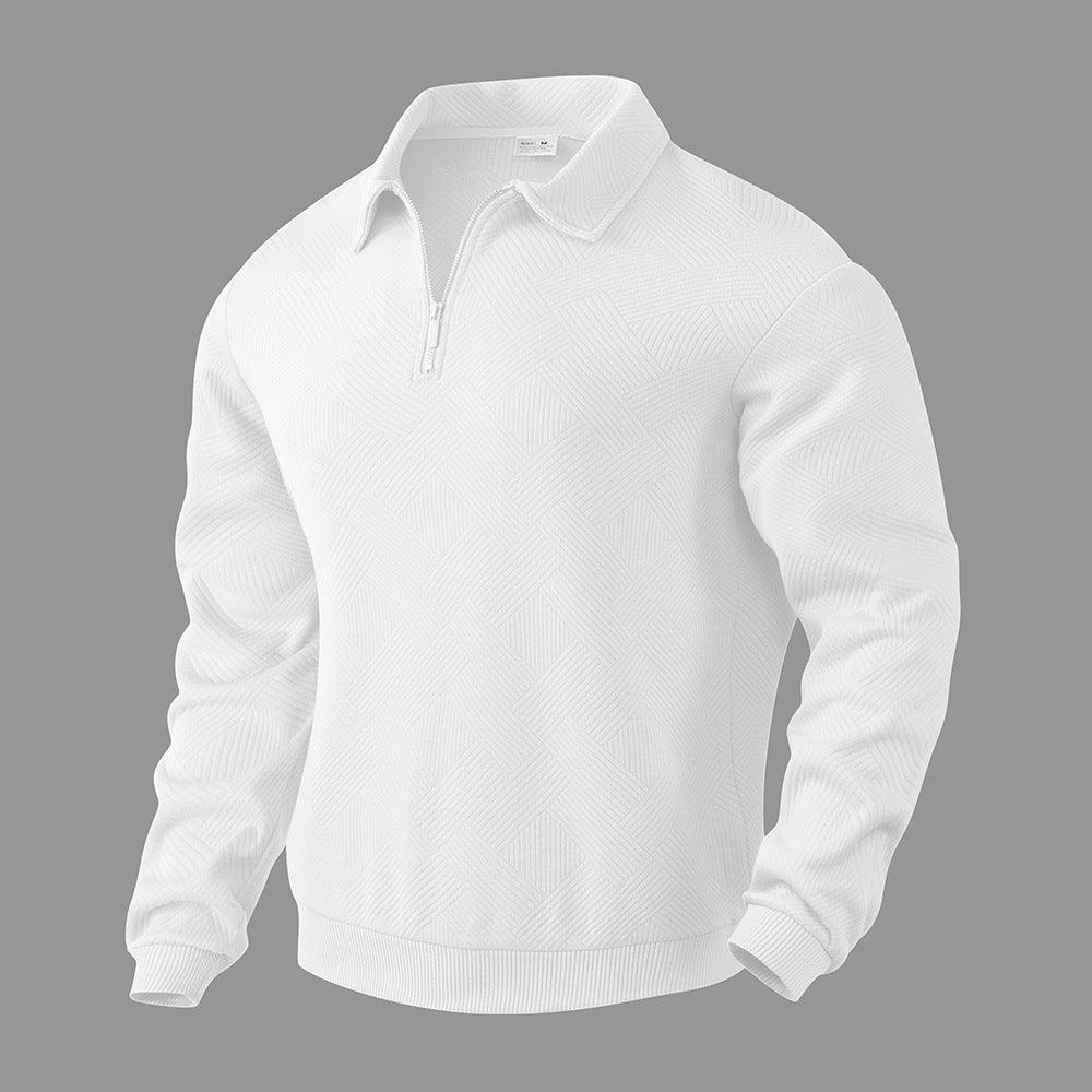 Lapel Jacquard Half-zipper Sweatshirt Fashion Solid Color Long-sleeved Tops For Men Clothing EX-STOCK Canada