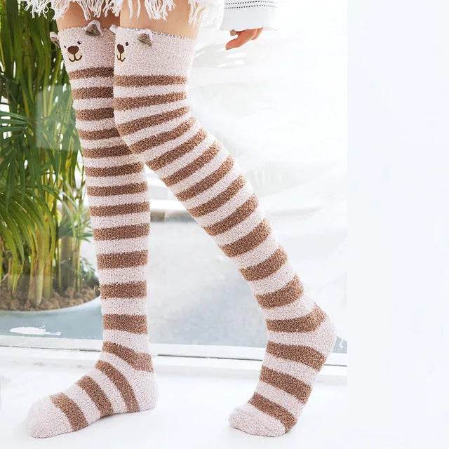 Christmas Long Socks Winter Women Striped Stockings New - EX-STOCK Canada