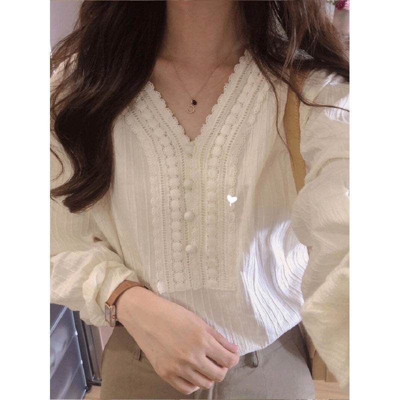 Unique Chic V-neck Long-sleeved Linen blouse top women - EX-STOCK Canada