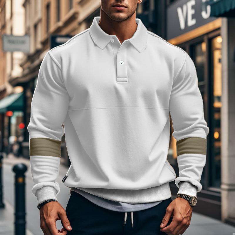 Fashion Long-sleeved Lapel Polo Shirt With Button Men's Loose Casual Sports Top Fall Spring Clothing EX-STOCK Canada