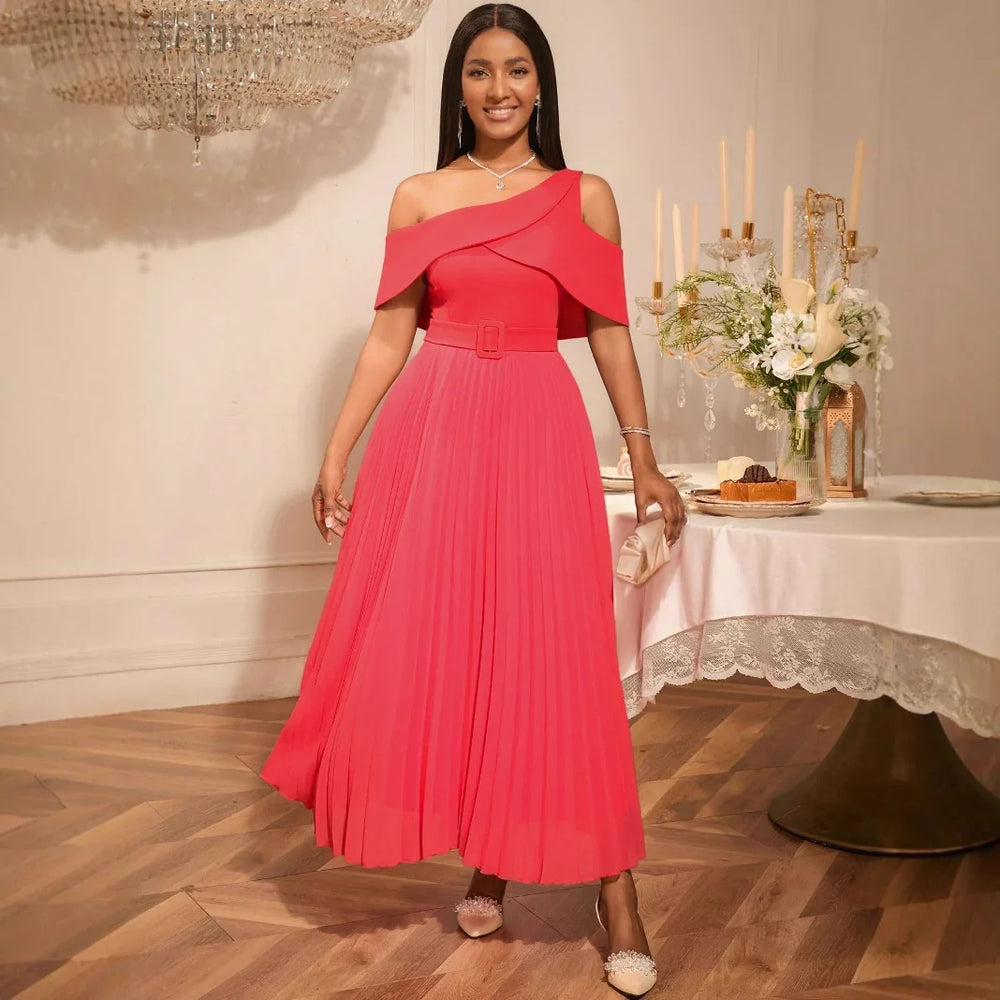 Dinner Party Fashion Slim Fit Temperament Waist-controlled Pleated Dress EX-STOCK Canada