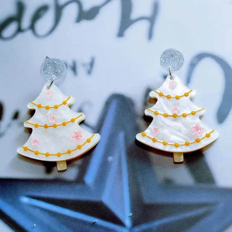 Sweet Christmas Tree Earrings With Rhinestones New Fashion Christmas Acrylic Earrings Women's Jewelry - EX-STOCK Canada