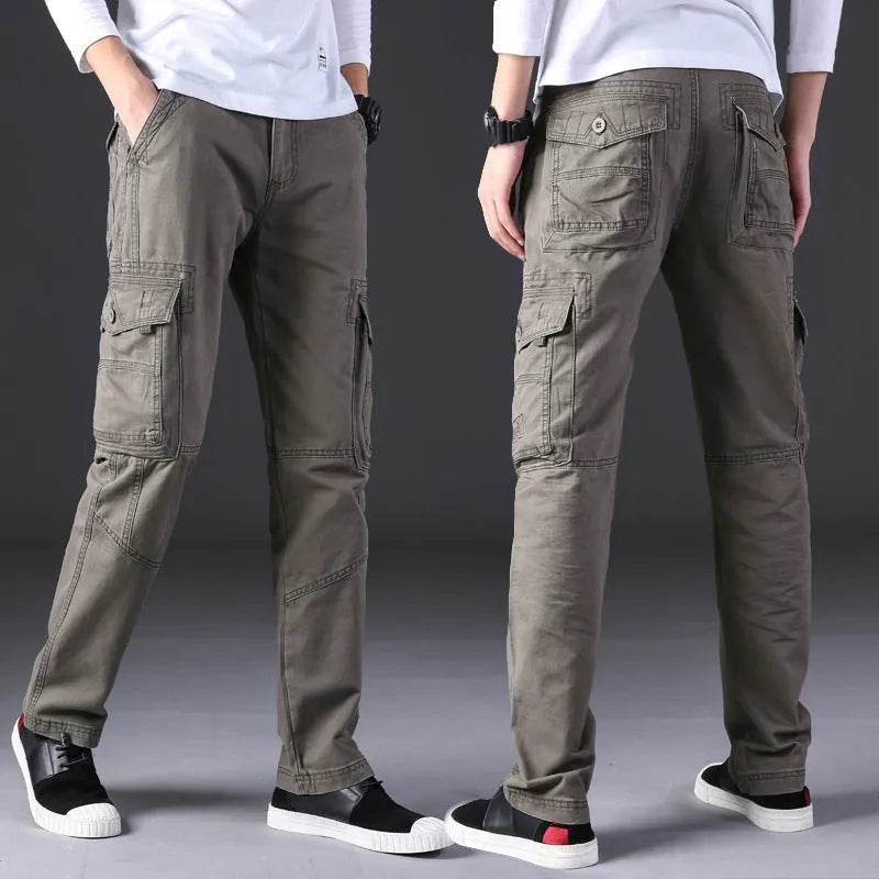 Overalls Men's Outdoor Casual Trousers Pure Cotton Straight Loose Multi-pocket Cargo Pant - EX-STOCK Canada